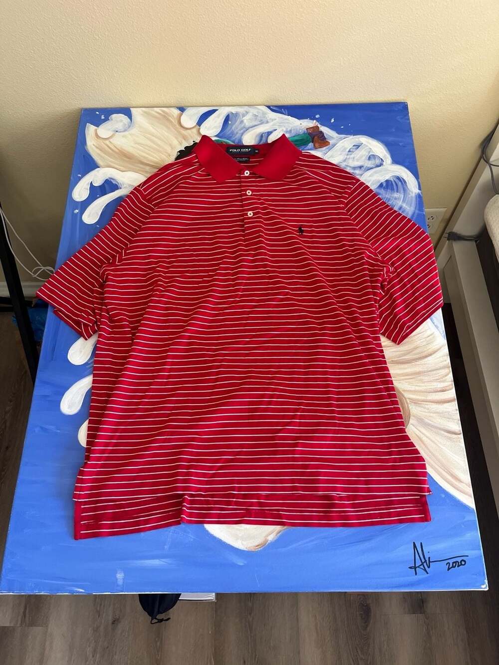Polo Golf by Ralph Lauren Red and White Striped 100% Pima Cotton Polo Shirt